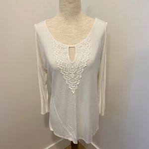 NWOT white lace details top